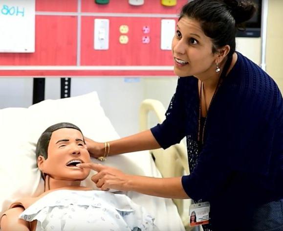 Professor Deepti Vyas in patient simulation lab
